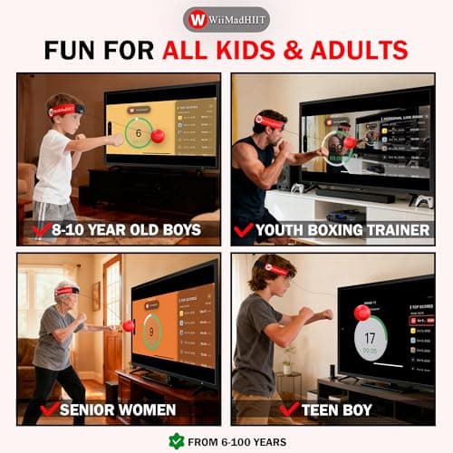 WiiMad Boxing Reflex Ball with App Punch Counter, Reaction Ball for Hand Eye Coordination Training, Boxing Equipment with Headband, Punching Game for Kids, Teens & Adults, Fitness Gift - Thumbnail 3