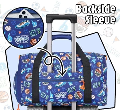 WOOMADA Travel Duffle, Weekend Bag with Wet Pocket & Trolley Sleeve, Gym Dance Bag With Shoe Compartment(Football) - Thumbnail 5
