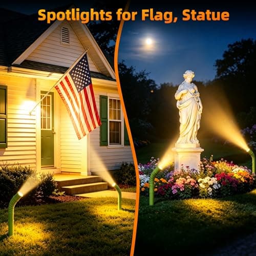 Collasis Solar Garden Lights, Solar Pathway Lights Outdoor 4 Pack, 3500K Warm LED Solar Lights Outdoor Waterproof with Split Design Flexible Bend Bamboo Stakes for Yard Lawn Patio Decor Outside - Thumbnail 2