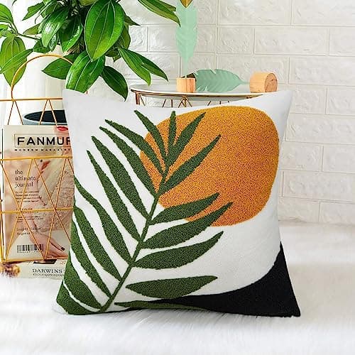 Pyonic Boho Abstract Throw Pillows,18x18 Bohemian Mid-Century Decorative Throw Pillow Covers,Modern Aesthetic Square Cushion Cover for Sofa Bedroom Living Room（Only 1Pcs Pillow Covers） - Image 1