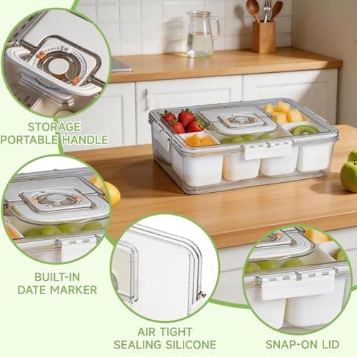 ERABAY Chilled Portable Snackle Box container, Divided Serving Tray, Beach Essentials Insulated Container with Reusable Ice Pack & Bag – Keep Food Hot or Cold On the Go for Adult - Thumbnail 4