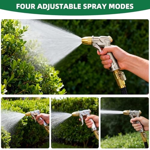 ARXIVE Garden Hose Nozzle Hand Sprayer, Heavy Duty High Pressure 100% Metal with 4 Adjustable Spray Patterns for Watering Lawn, Garden, Car Washing,Pets & Windows - Thumbnail 3