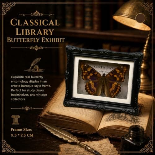 1Pcs Real Butterfly Framed Handmade, Taxidermy Butterfly Shadow Box Collection, Framed Butterfly Taxidermy for Oddities and Curiosities Gifts Tabletop Ornaments (#14-butterfly Specimen+photo Frame) - Thumbnail 5