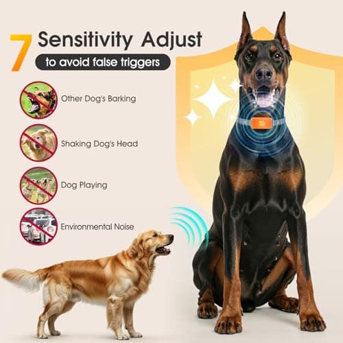 Dog Bark Collar for Large Medium Small Dogs, Effective No-Bark Collar, Smart Barking Collar, Rechargeable Bark Collar with 7 Sensitivity, 3 Modes, Waterproof,Neon Orange - Thumbnail 2
