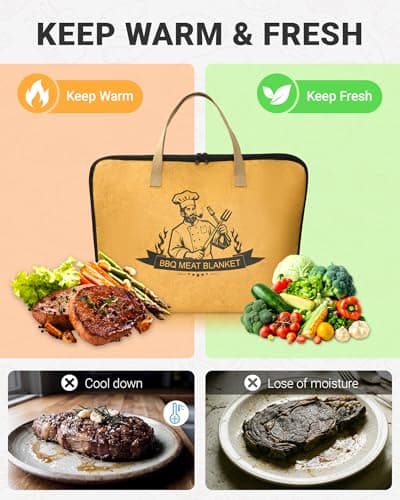 Elviros Travel BBQ Blanket for Resting Meat, Reusable Meat Resting Bag for Grilling Accessories with Wide Mouth for Large Briskets, Smoker Accessories Gifts for Men Dad and BBQ Lovers (21in, Brown) - Thumbnail 3