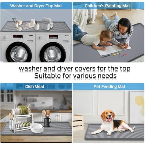 54" x 27.5" Washer and Dryer Covers for the Top，Waterproof and non-slip Washing Machine Cover，Applies to Kitchen、laundry room organization，Washer Dryer Countertop. (Gray) - Thumbnail 6