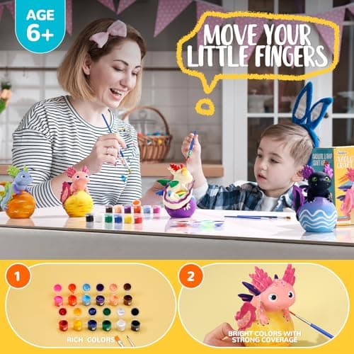 Paint Your Own Axolotl Lamp Kit, Axolotl Crafts Night Light, Arts and Crafts for Kids Ages 4-8, Kids Crafts Ages 6-8 8-12, Birthday Gifts for Girls Boys 6 7 8 9 10 11 12 Years Old 【Upgraded Paints】 - Thumbnail 4