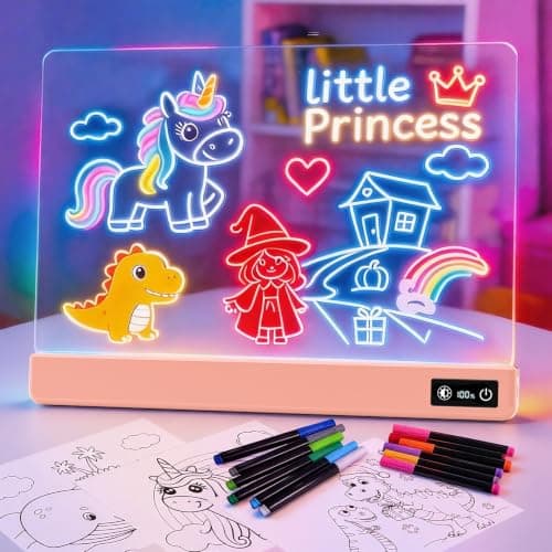LED Drawing Board for Kids - 17" Flicker-Free Glow Doodle Drawing Pad with 11-Color Light Modes, Soft Light Dry Erase Note Board with Stand,12 Markers, Gifts for Kids (1PS-Pink) - Image 1