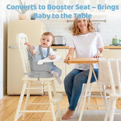 Ezebaby 6 in 1 Wooden High Chairs for Babies and Toddlers, Convertible Portable High Chair, Booster Seat for Dining Table,Toddlers Chair with Adjustable Legs & Dishwasher Safe Tray - Thumbnail 6