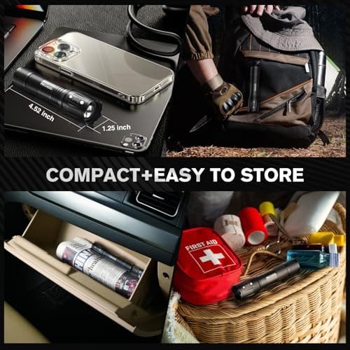 RECHOO 4Pack LED Flashlight, Bright Small Flashlights High Lumens with 3 Modes, Pocket Mini Flashlight Battery Powered, Flash Light Adjustable Focus, Waterproof Flashlights for Home Emergency Camping - Thumbnail 5