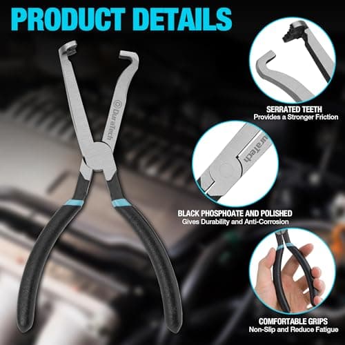 DURATECH Electrical Disconnect Pliers, 8-inch Automotive Electrical Connector Pliers, Automotive Plug Removal Tool for Car Fuel Pump, Spark Plug, Ignition Coil, Fuel Injector, Push Tab Style Plugs - Thumbnail 3