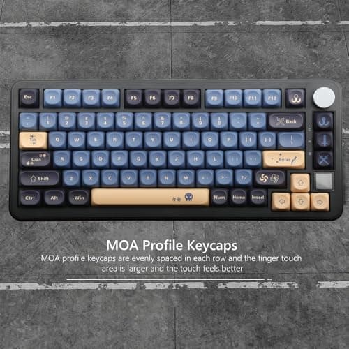 AKepopery MOA PBT Keycaps, Custom Keyboard Keycaps 60 65 75 100 Percent, 5 Side Dye Sublimation,134 Keys Set for Cherry Gateron MX Switches Mechanical Keyboard Sword Blue - Thumbnail 6