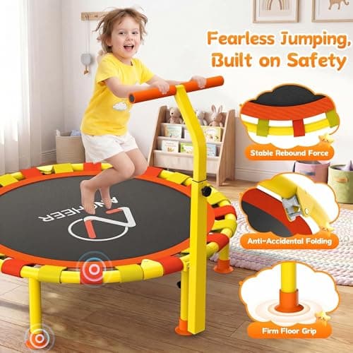 ANCHEER 38'' Toddler Trampoline,150lbs Capacity Mini Trampoline for Kids Ages 1-6, Adjustable Handle, Foldable & Easy to Assemble, Baby Trampoline Indoor/Outdoor, Gift for Boy and Girl - Thumbnail 5