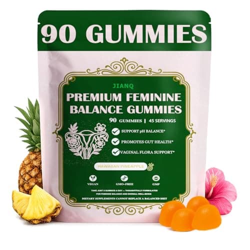 JianQ Premium Feminine Balance Gummies for Women - pH Balance Support & Vaginal Probiotic with Hawaiian Pineapple Flavor, Vegan, Gluten-Free – 90 Gummies (45 Servings) - Image 1