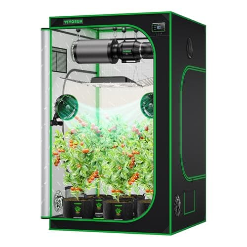 VIVOSUN S448 4x4 Grow Tent, 48"x48"x80" High Reflective Mylar Grow Tents with Observation Window and Floor Tray for Hydroponics Indoor Plant Tents for VS4000/VSF4300 - Image 1