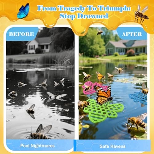 Floating Bee Island Watering Station - 5 Pack, Bee-Friendly EVA Foam, No Sinking, ​Drowning-Proof, Fade-Proof, Pre-Cut, Birdbath, Pools & Garden Hydration Solution for Pollinators (6.3 Inch) - Thumbnail 4