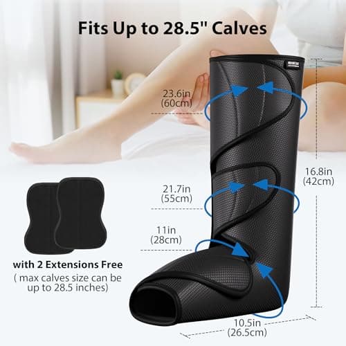 CINCOM Leg Massager for Circulation and Pain Relief, Air Compression Calf Foot Massagers Helpful for Relaxation, Gifts for Mom and Dad (with 2 Extensions) - Thumbnail 4