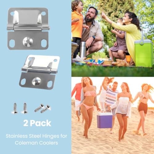 Cooler Stainless Steel Hinges Replacement with Screws for Coleman Ice Chest Coolers, 316 Stainless Steel, 2 Pack - Thumbnail 6
