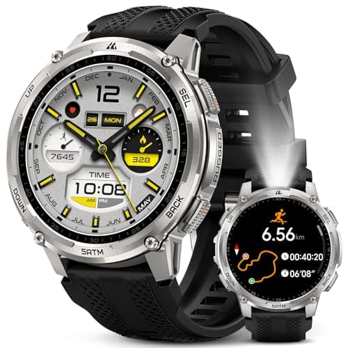 KOSPET Tank T4C GPS Smart Watch for Men with LED Flashlight, 1.5” AMOLED Display, 50-Days Battery, 24/7 Heart Rate/Sleep Monitor, 50m Waterproof, Bluetooth Call/Walkie-Talkie - Image 1