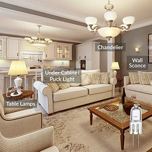 Simba Lighting Halogen G4 T3 10 Watt 120lm Bi-Pin Bulb (10 Pack) 12 Volt A/C or D/C for Accent Lights, Under Cabinet Puck Light, Chandeliers, Track Lighting, 10W 12V 2 Pin JC Warm White 2700K Dimmable - Thumbnail 4