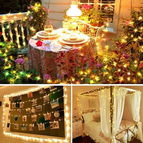 KNONEW 400FT Outdoor Christmas Fairy Lights Plug in,1200 LED String Lights Outdoor Waterproof 8 Modes Memory Times for Wedding Bedroom Walls Garden Trees Decoration(Warm White) - Thumbnail 2