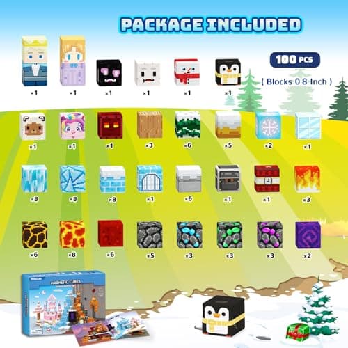 Titoclar Winter Christmas Magnetic Blocks for Kids Ages 3-10 - Magnetic Building Tiles - STEM Educational Sensory Toys for Kids Ages 3-5 4-8, Holiday Birthday Gift for Girls & Boys - Thumbnail 5