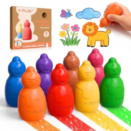YPLUS Jumbo Crayons for Toddlers 1-3, 8 Colors Non-Toxic Washable Art Crayons for Kids, Easy-Grip Preschool Drawing Supplies for Kids Ages 1-4 (Ideal Gift) - Image 1