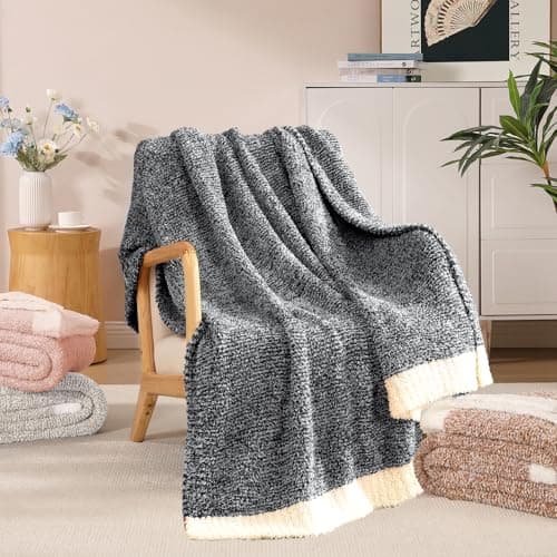 WRENSONGE Throw Blanket Cationic Dyeing Black Soft Cozy Fluffy Warm Hand Made Weave Throw Blankets for Couch, Sofa, Chair, Bed, Camping, Picnic, Travel Lightweight Bed Blanket - 60"x80" - Thumbnail 3
