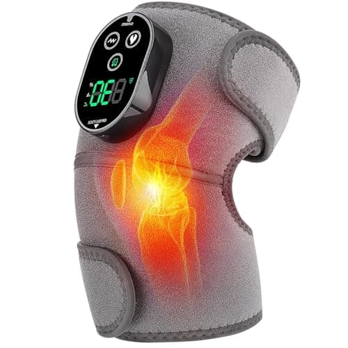 Cordless Knee Massager with Heat, Heating Pad for Knee Shoulder Elbow, Heated Knee Brace for Arthritis, Knee Heating Pad Wrap with 6 Heating Levels, 3 Massage Modes&Timer (Gray) - Image 1