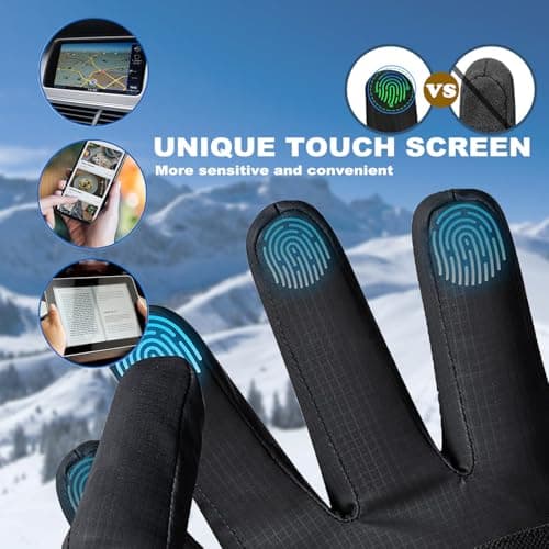 Xeitive Winter Gloves Touchscreen Gloves Cold Weather Windproof Gloves Warm Thermal Gloves for Running Cycling Outdoor Activities for Men and Women - Thumbnail 5