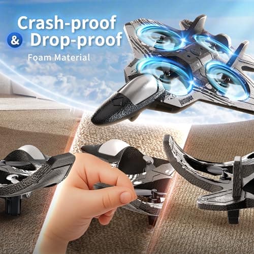 XOS Remote Control Foam Airplane Drone RC Stunt Plane RC Fighter Jet with LED Light, 360° Flip, 9 Functions for Kids Adults Boys Gifts - Thumbnail 3