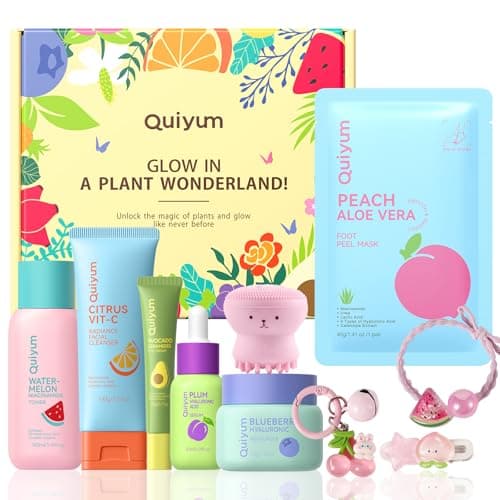 QUIYUM Fruit Skincare Gift Set - 6-in-1 Routine for Glowing Skin, Moisturizes, Hydration, Strengthens Skin Barrier, All Skin Types, Include 4 Cute Accessories, Ideal Gift for Teens Girls Women - Image 1