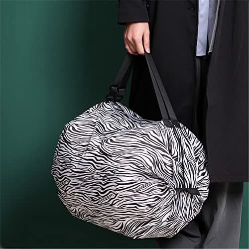 Mozzyyee Portable Foldable Shopping Bag Large Capacity Multipurpose Storage Bag Sports Travel Shoulder Bag (Zebra-stripe) - Thumbnail 3