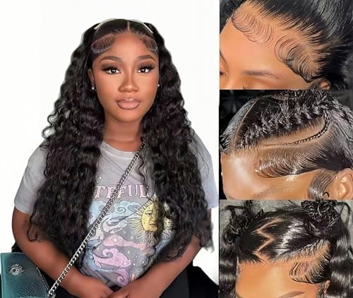 ROHANEM 30 Inch 250 Density Deep Wave Wig 13x6 Deep Wave HD Lace Front Wigs Human Hair For Women, Pre Plucked, Tangle Free, Minimal Shedding, Full Volume 320g, Natural Look For Daily Wear
