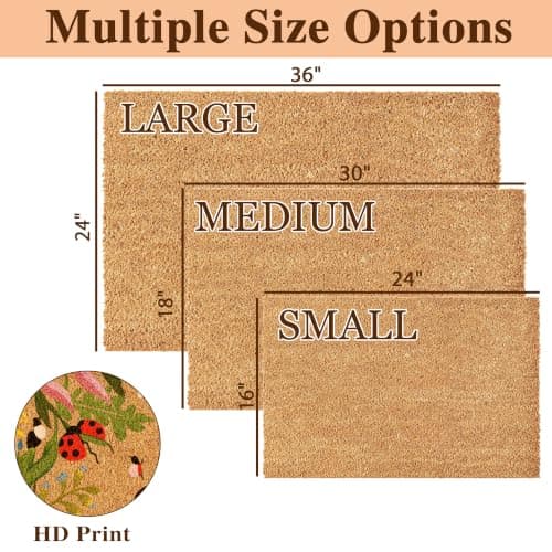 Fincekoom Personalized Natural Coco Coir Door Mat with Heavy Duty Backing Custom Non-Slip Front Door Welcome Mats for Outside Entrance or Porch Entry Housewarming Gift for Home Decor - Thumbnail 3