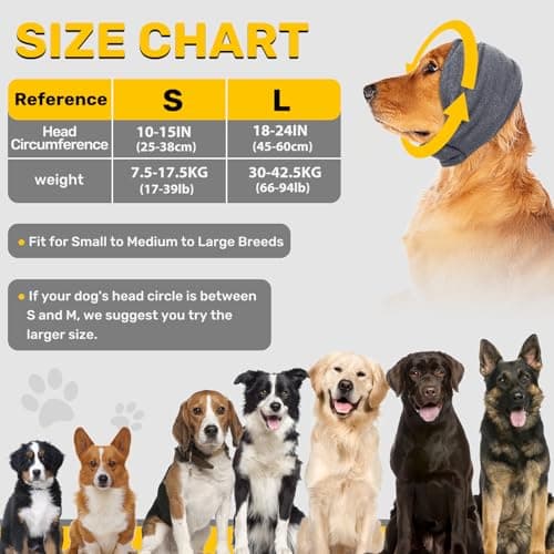 Ear Cover Wraps for Dogs Bath Grooming Drying Swimming, Dog Ear Muffs Noise Protection Winter,Adjustable Dog Calming Hoodie for Hematoma Anxiety Firework Thunder Warm Sleeping Shower Cap (MG) - Thumbnail 5