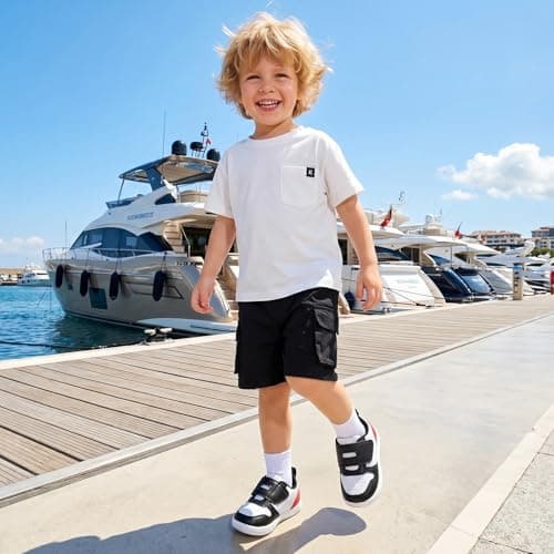 noorkiz Toddler Barefoot Shoes Boys Girls Wide Toe Box Shoe Zero Drop Kids Sneakers for Wide Feet High Instep Hook and Loop Lightweight Non Slip Comfortable Walking Outdoor Activities Preschool Black Red Toddler Size 9 - Thumbnail 3