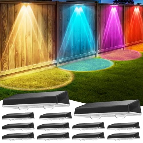Delaiglow Solar Fence Lights Outdoor, 12-Pack Fence Lights Solar Powered Waterproof IP67 with 8 Color Modes, Dusk to Dawn Auto-Work Solar Lights for Wall, Patio, Garden, Backyard - Image 1