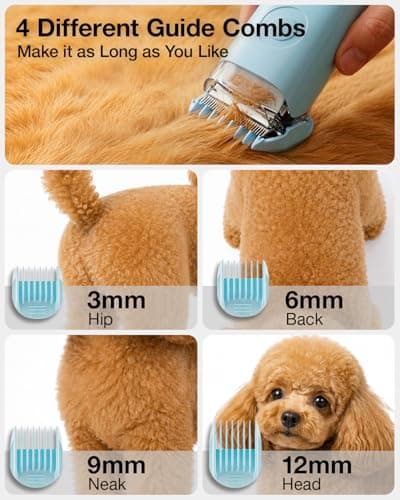 PETGUGU Dog Vacuum for Shedding Grooming,Dog Grooming Vacuum with 7‑in‑1 Clipper, Deshedding Brush,3‑Speed Adjustable & Temp Control Blower,2.5L Dust Cup,Reduces Flying Hair,Easy cleanup - Thumbnail 6