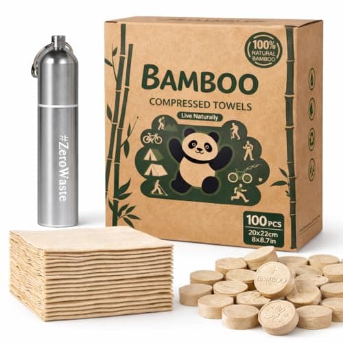 Compressed Towel Tablets, Bamboo Camping Toilet Paper Tablets, Disposable Coin Tissues, Perfect for Travel, Hiking, Backpacking - 100 Pack - Image 1