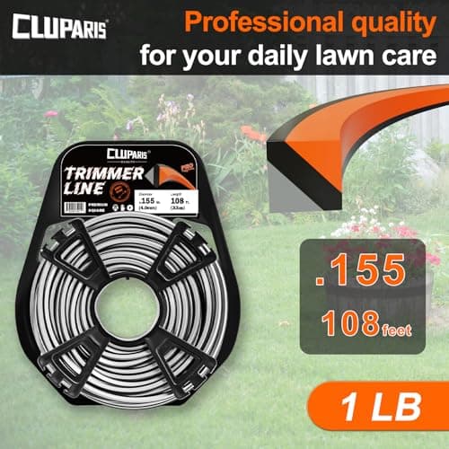 Cluparis .155-Inch Heavy Duty Trimmer Line, 1lb 108ft Professional Square Weed Eater String, 3-Component Tri-Extrusion for Extra Durability, Fits Echo Husqvarna Ryobi, with Super Line Cutter - Thumbnail 2