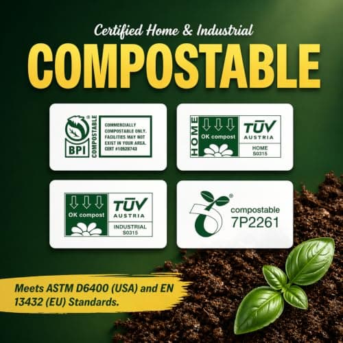 GreeneWrap 13 Gallon Compostable Trash Bags with Drawstring, 30 Count, 1 Mil, Tall Kitchen Food Scrap Compost Bags, BPI Certified, ASTM D6400, Compostable Garbage Bags, Unscented, 13 Gal - Thumbnail 2
