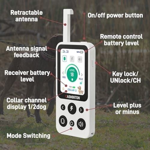 CASMINTON Shock Collar for 2Dogs [CRS01Pro]126 Training Levels, 4 Powerful Modes With 2.8-inch LCD high-definition display100% Safe Training Collar for Large Medium Small Dogs IPX7 Waterproof E Collar - Thumbnail 6