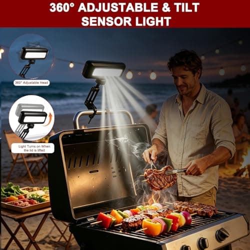Grill Light Rechargeable for Blackstone & Weber, 400LM LED Grill Handle Light, Auto On/Off Sensor, USB-C Rechargeable, 360° Adjustable, Waterproof Outdoor BBQ Grill Accessories Gift for Men Dad - Thumbnail 3