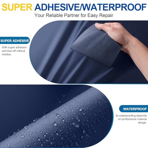 YIKAD Fabric Repair Tape, Self Adhesive Nylon Repair Patch, Waterproof Outdoor Nylon Tape/Patch Kit for Down Jacket Clothing Tent Awnings Boat Cover Couches Navy Blue 4x70 inch - Thumbnail 3