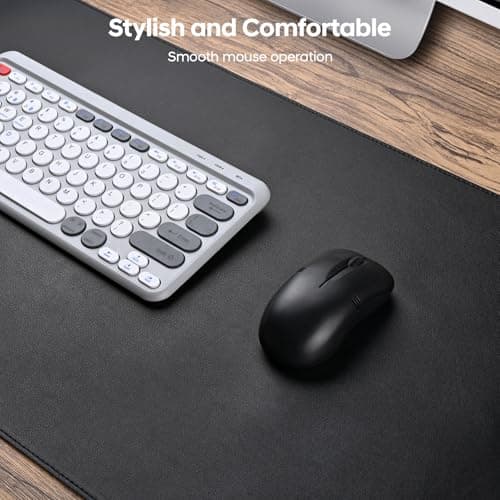 Yuwiiuuo Leather Desk Pad Protector, Office Desk Mat, Large Mouse Pad, Non-Slip PU Leather Desk Blotter, Waterproof Computer Desk Writing Pad for Office and Home (Black, 23.6" x 13.7") - Thumbnail 4