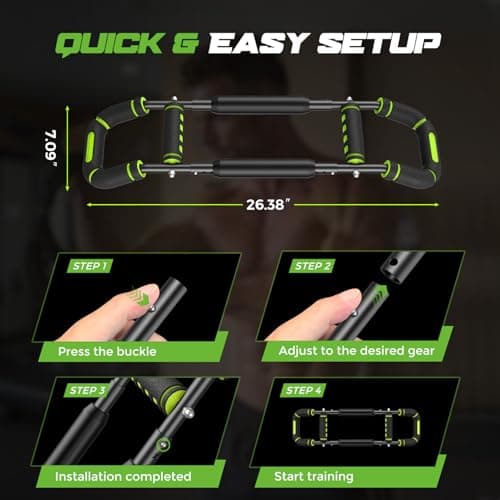 Vanlgs Twister Arm Trainer for Men, Chest Workout Equipment 5-Level Adjustable (40-130lb) with Ergonomic 27° Targets Biceps/Clip/Thigh, Portable Exerciser for Home Gym Travel Fitness, Green - Thumbnail 6