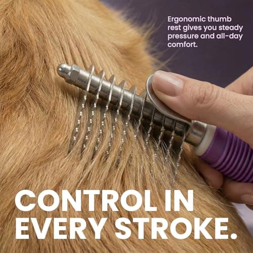Poodle Dematting Fur Rake Comb Brush for Dogs and Cats - Long 2.5" Steel Safety Blades Metal Comb for Detangling Matted or Knotted Undercoat Hair - Thumbnail 6