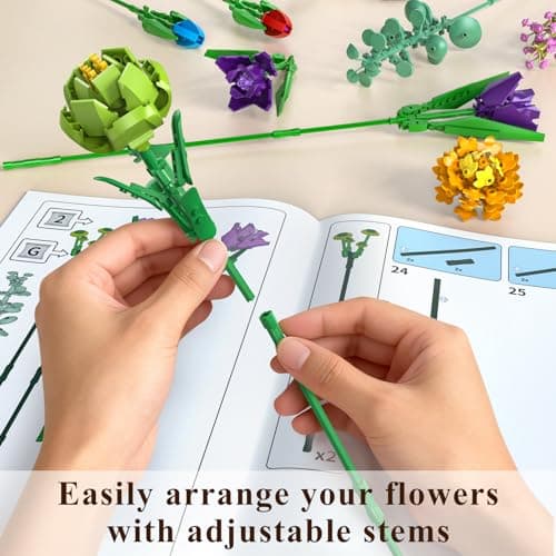 GEVINST Flowers Bouquet Building Set, Artificial Flowers Botanical Collection Kits for Home Decoration, Adults Women Teen Girls Ages 14+, Gifts for Birthdays Valentines Mother's Day - Thumbnail 4