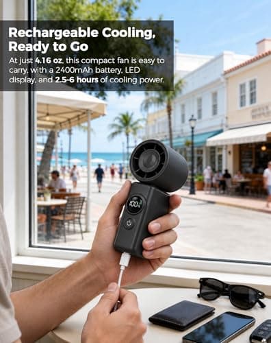 Hotsales Clip-On Portable Fan, 13500 RPM High-Speed Rechargeable Handheld Mini Fan, LED Display, 360° Rotating Detachable Clip, Stroller Fan for Baby, Travel Essentials, Summer Gifts for Women and Men - Thumbnail 6